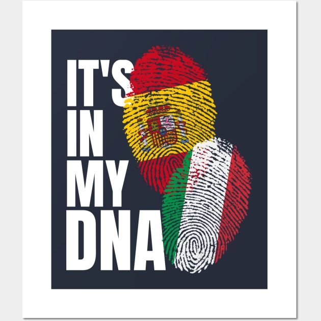 Spaniard And Italian Mix DNA Flag Heritage Gift Wall Art by Just Rep It!!